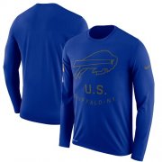 Wholesale Cheap Men's Buffalo Bills Nike Royal Salute to Service Sideline Legend Performance Long Sleeve T-Shirt