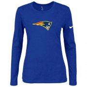 Wholesale Cheap Women's Nike New England Patriots Of The City Long Sleeve Tri-Blend NFL T-Shirt Blue-2