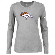 Wholesale Cheap Women's Nike Denver Broncos Of The City Long Sleeve Tri-Blend NFL T-Shirt Light Grey
