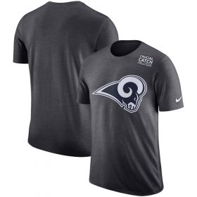 Wholesale Cheap NFL Men\'s Los Angeles Rams Nike Anthracite Crucial Catch Tri-Blend Performance T-Shirt