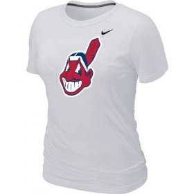 Wholesale Cheap Women\'s MLB Cleveland Indians Heathered Nike Blended T-Shirt White