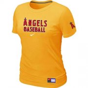 Wholesale Cheap Women's Los Angeles Angels Nike Short Sleeve Practice MLB T-Shirt Yellow