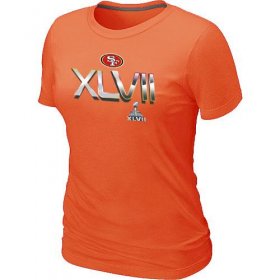 Wholesale Cheap Women\'s San Francisco 49ers Super Bowl XLVII On Our Way T-Shirt Orange