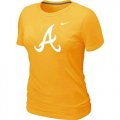 Wholesale Cheap Women's Atlanta Braves Heathered Nike Yellow Blended T-Shirt