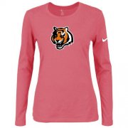 Wholesale Cheap Women's Nike Cincinnati Bengals Of The City Long Sleeve Tri-Blend NFL T-Shirt Pink-2