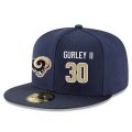 Cheap Los Angeles Rams #30 Todd Gurley Snapback Cap NFL Player Navy Blue with Gold Number Stitched Hat