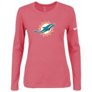 Wholesale Cheap Women's Nike Miami Dolphins Of The City Long Sleeve Tri-Blend NFL T-Shirt Pink