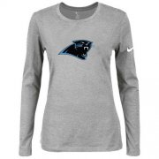 Wholesale Cheap Women's Nike Carolina Panthers Of The City Long Sleeve Tri-Blend NFL T-Shirt Light Grey