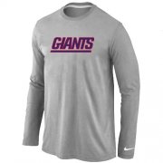 Wholesale Cheap Nike New York Giants Authentic Logo Long Sleeve T-Shirt Grey