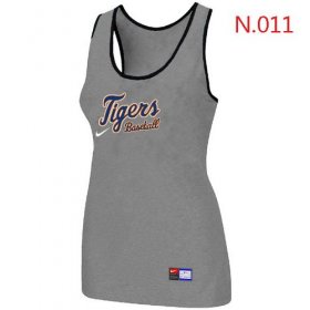 Wholesale Cheap Women\'s Nike Detroit Tigers Tri-Blend Racerback Stretch Tank Top Light Grey