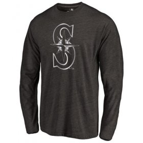 Wholesale Cheap Seattle Mariners Platinum Collection Long Sleeve Tri-Blend T-Shirt Black