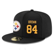 Cheap Pittsburgh Steelers #84 Antonio Brown Snapback Cap NFL Player Black with Gold Number Stitched Hat