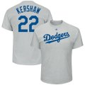 Wholesale Cheap Los Angeles Dodgers #22 Clayton Kershaw Majestic Name & Number T-Shirt Gray