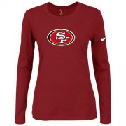 Wholesale Cheap Women's Nike San Francisco 49ers Of The City Long Sleeve Tri-Blend NFL T-Shirt Red